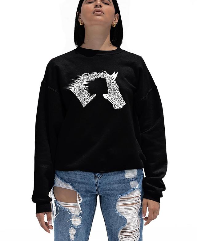 La Pop Art Womens Word Art Girl Horse Crewneck Sweatshirt Product Image