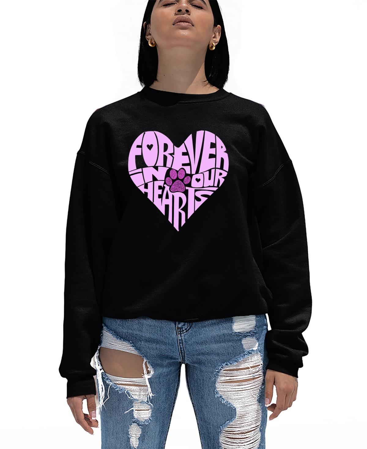 La Pop Art Womens Word Art Forever In Our Hearts Crewneck Sweatshirt Product Image