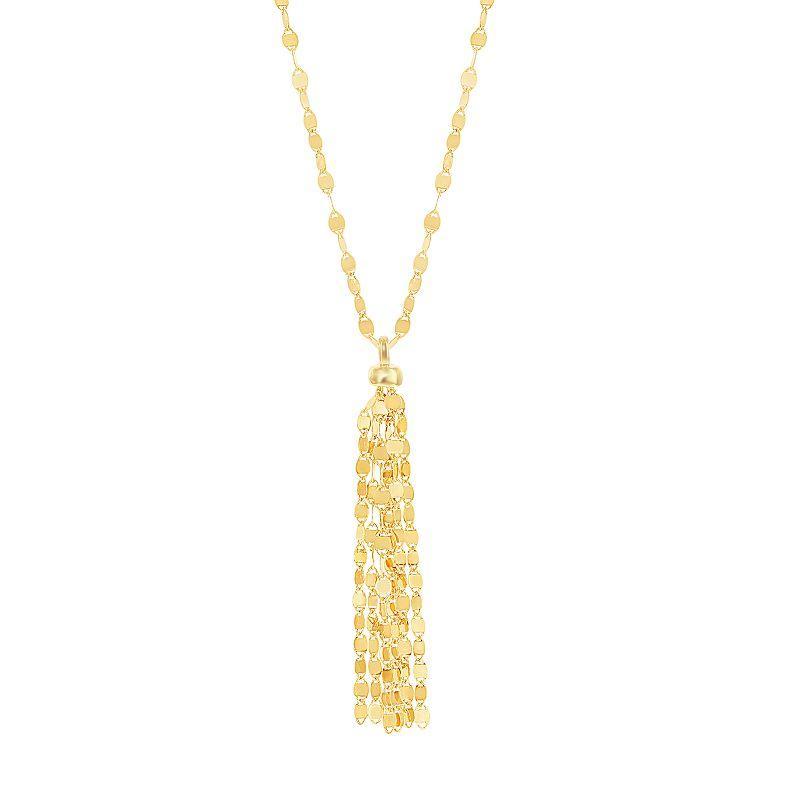 Sterling Silver Mirror Tassel Necklace, Womens 14k Gold Plated Product Image