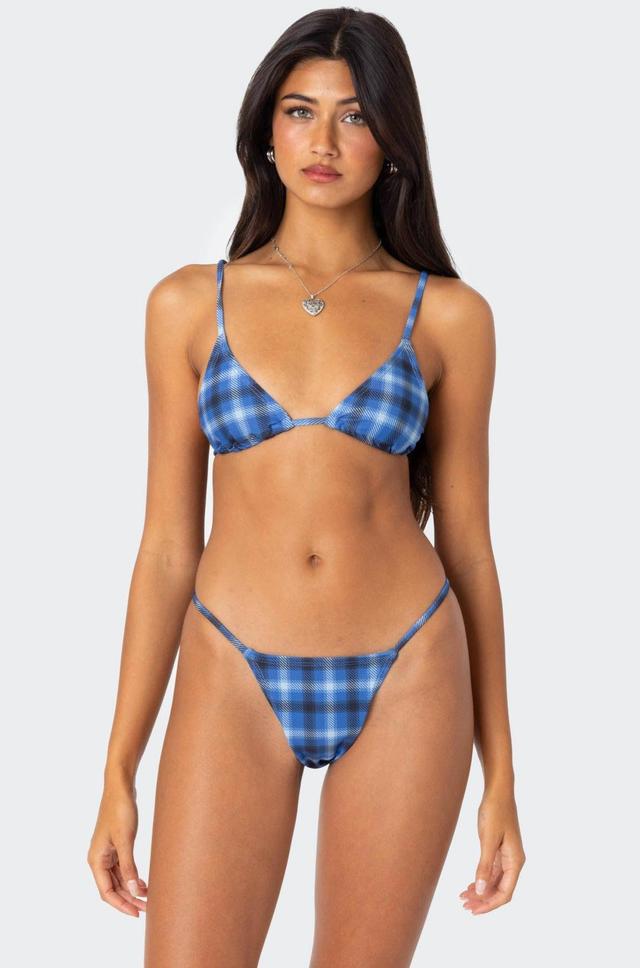 Preppy Plaid Triangle Bikini Top Product Image