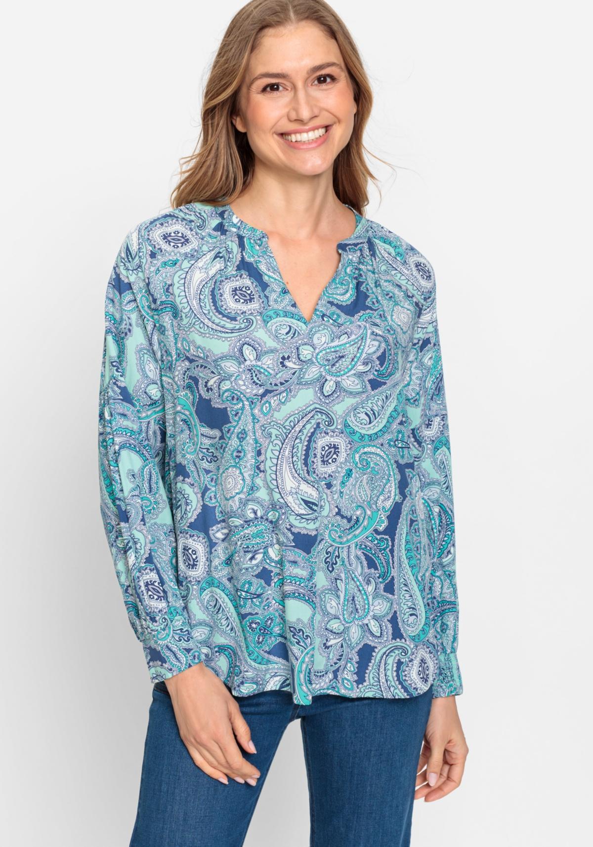 Olsen Womens 100% Viscose Paisley Print Blouse Product Image