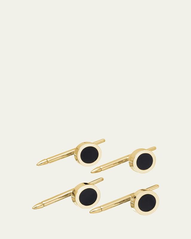 Mens 18K Yellow Gold Black Onyx Shirt Studs Product Image