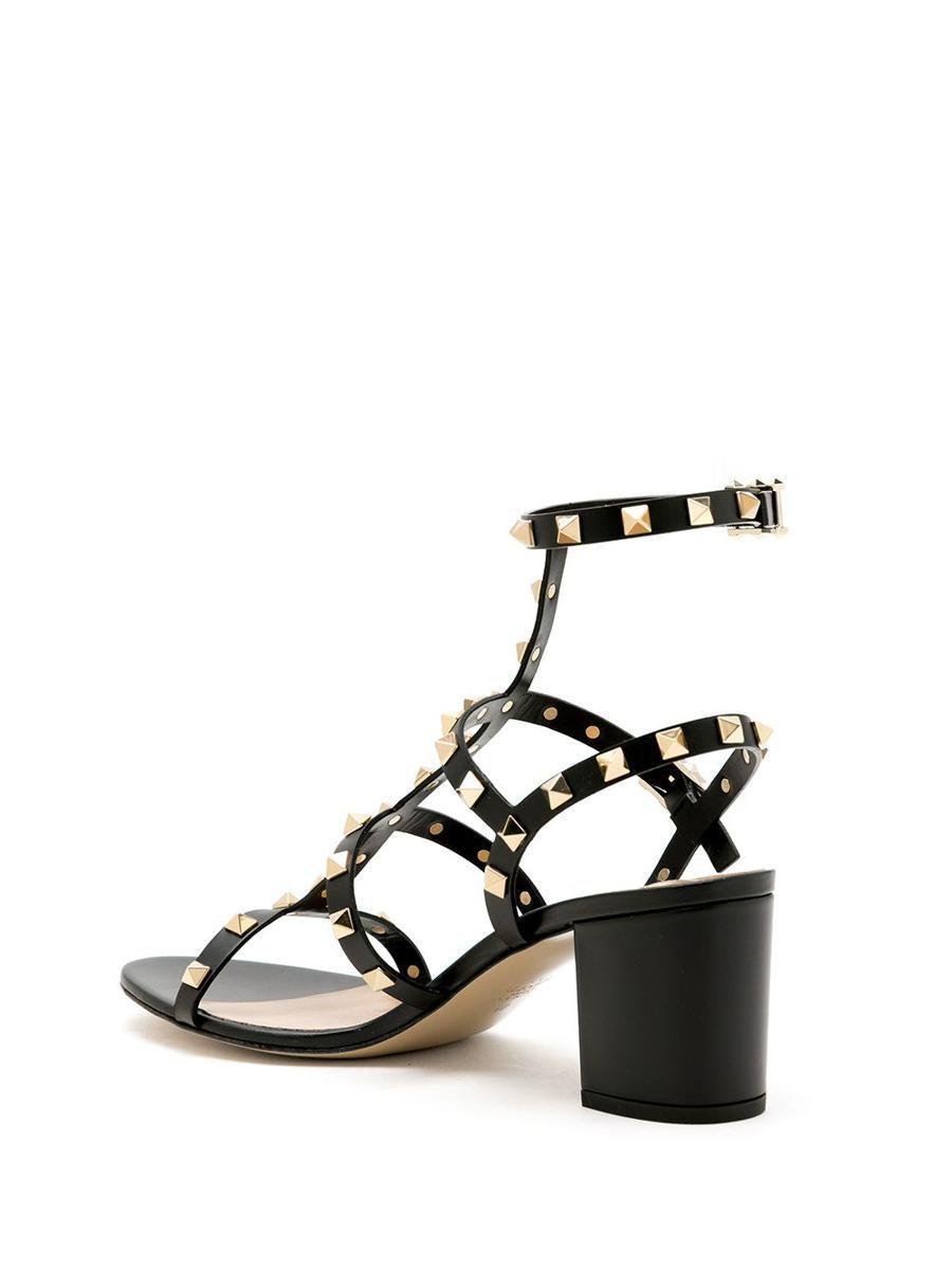 Rockstud Strappy Sandals In Black Product Image