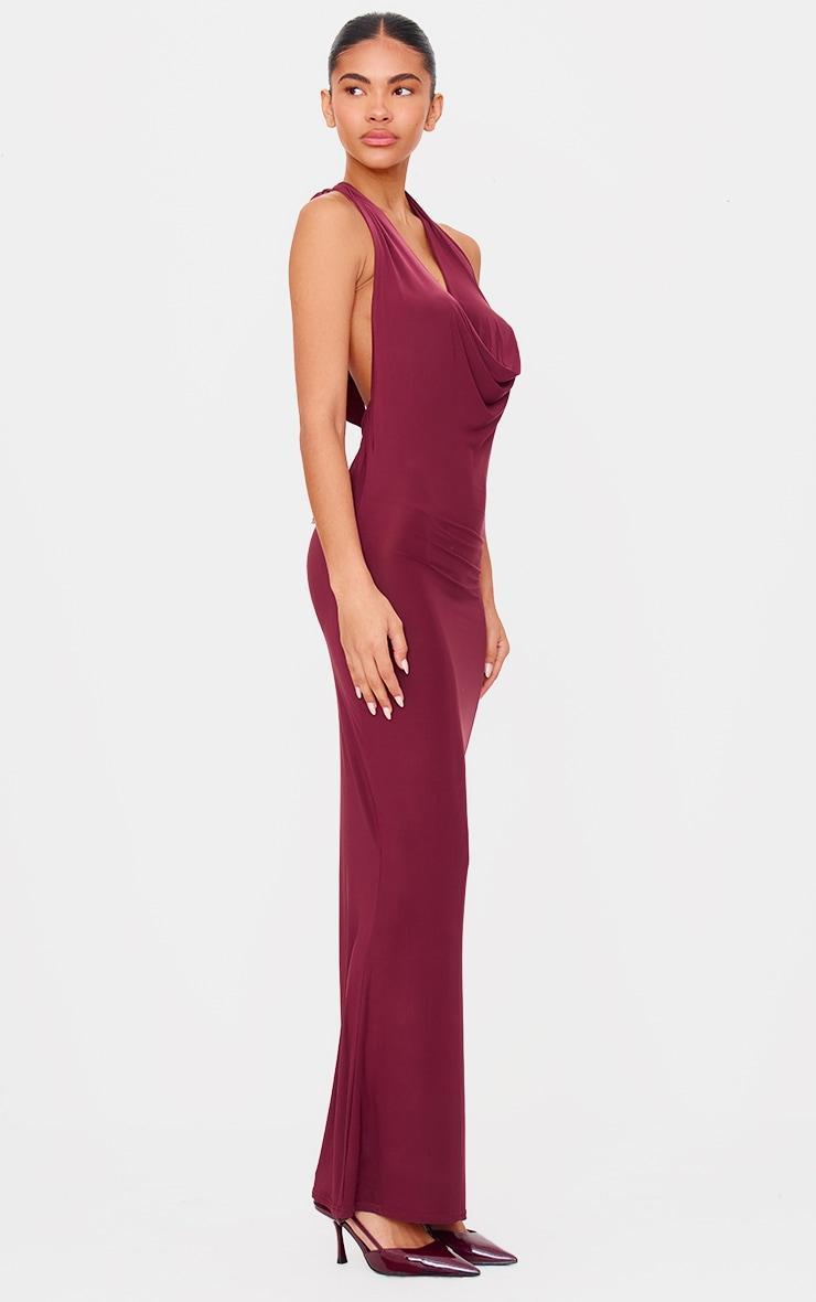 Plum Slinky Cowl Neck Maxi Dress Product Image