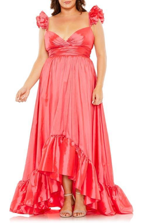 FABULOUSS BY MAC DUGGAL Metallic Ruffle Strap High-Low Gown Product Image