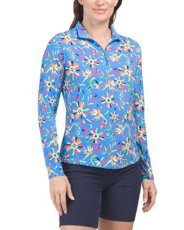 UPF 50 Plus Printed Quarter Zip Top for Women Product Image