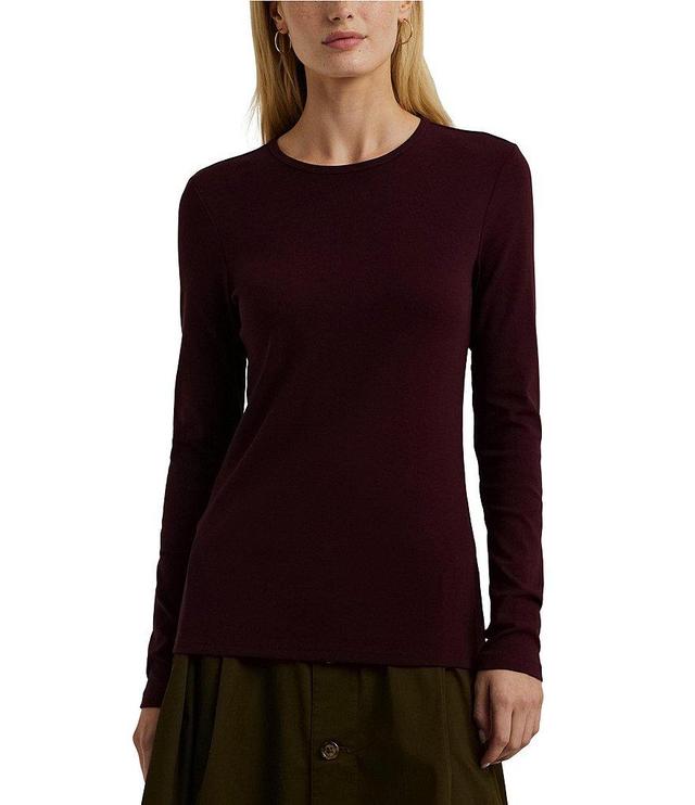 Lauren Ralph Lauren Pull-On Crew Neck Slim Fit Long Sleeve Top Product Image