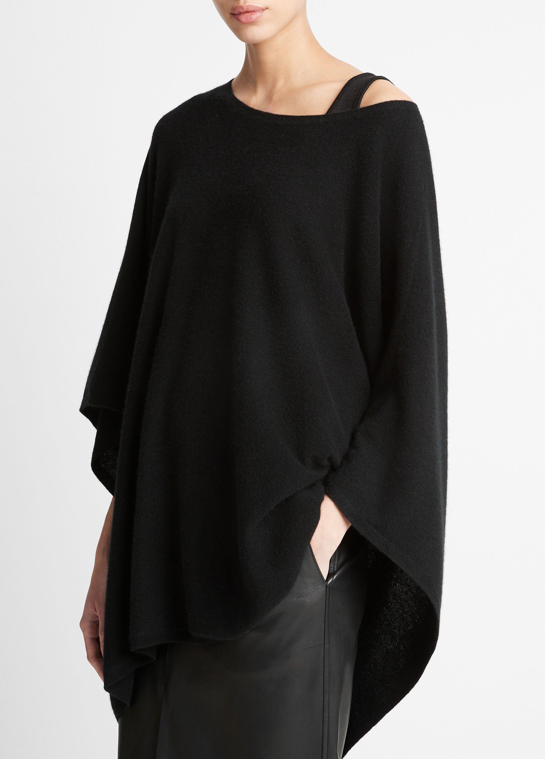 Reverse-Jersey Cashmere Boat-Neck Poncho Product Image