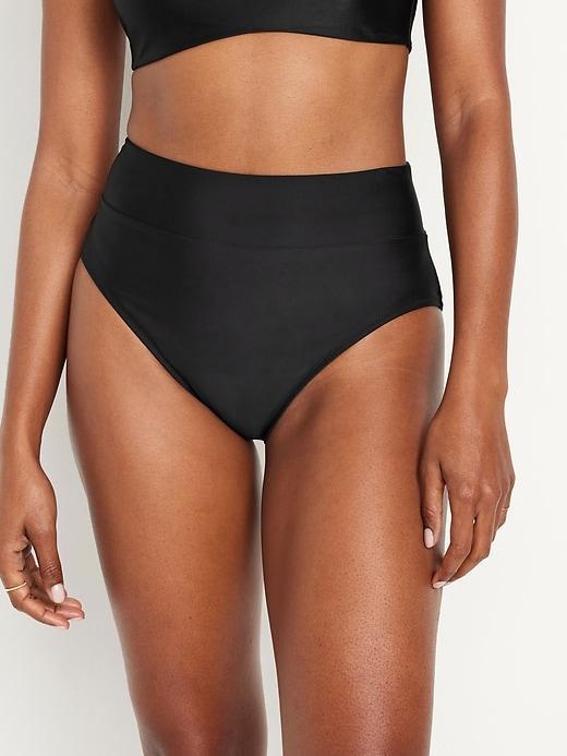 Banded High-Waist Bikini Swim Bottoms Product Image