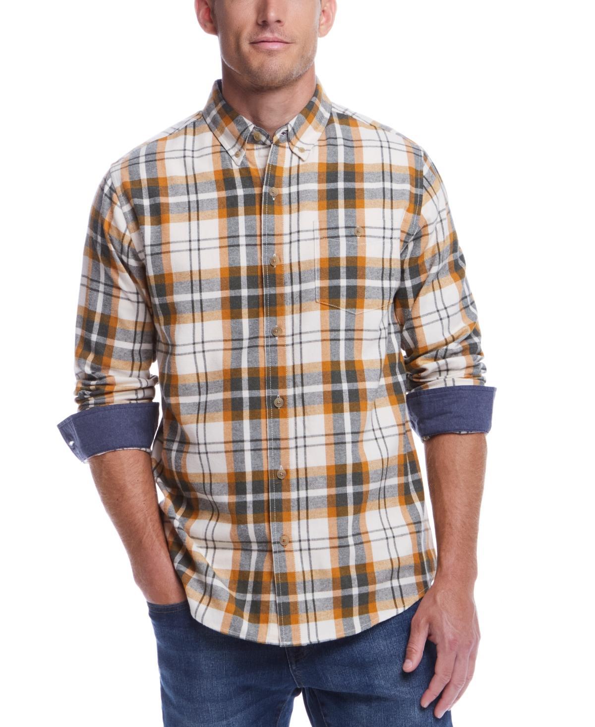 Weatherproof Vintage Mens Regular-Fit Plaid Button-Down Flannel Shirt Product Image