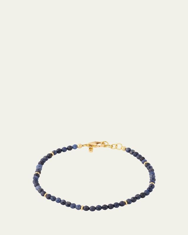 Mens 18K Gold Sapphire Beaded Bracelet Product Image