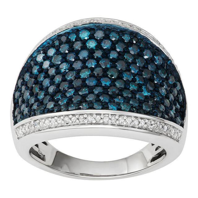 Jewelexcess Sterling Silver 2 Carat T.W. Blue & White Diamond Concave Pave Ring, Womens Product Image