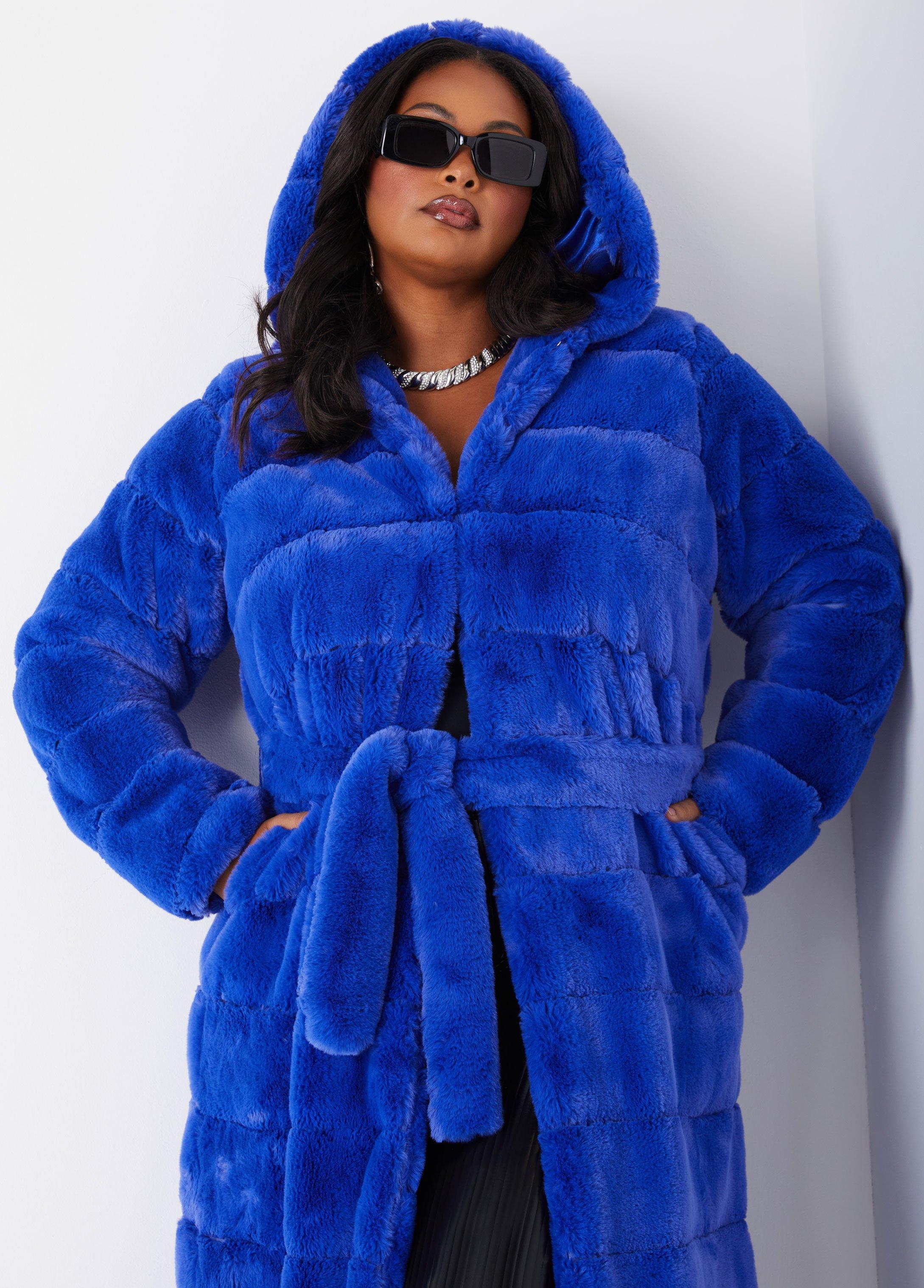 Plus Size Faux Fur Hooded Coat Ashley Stewart Product Image