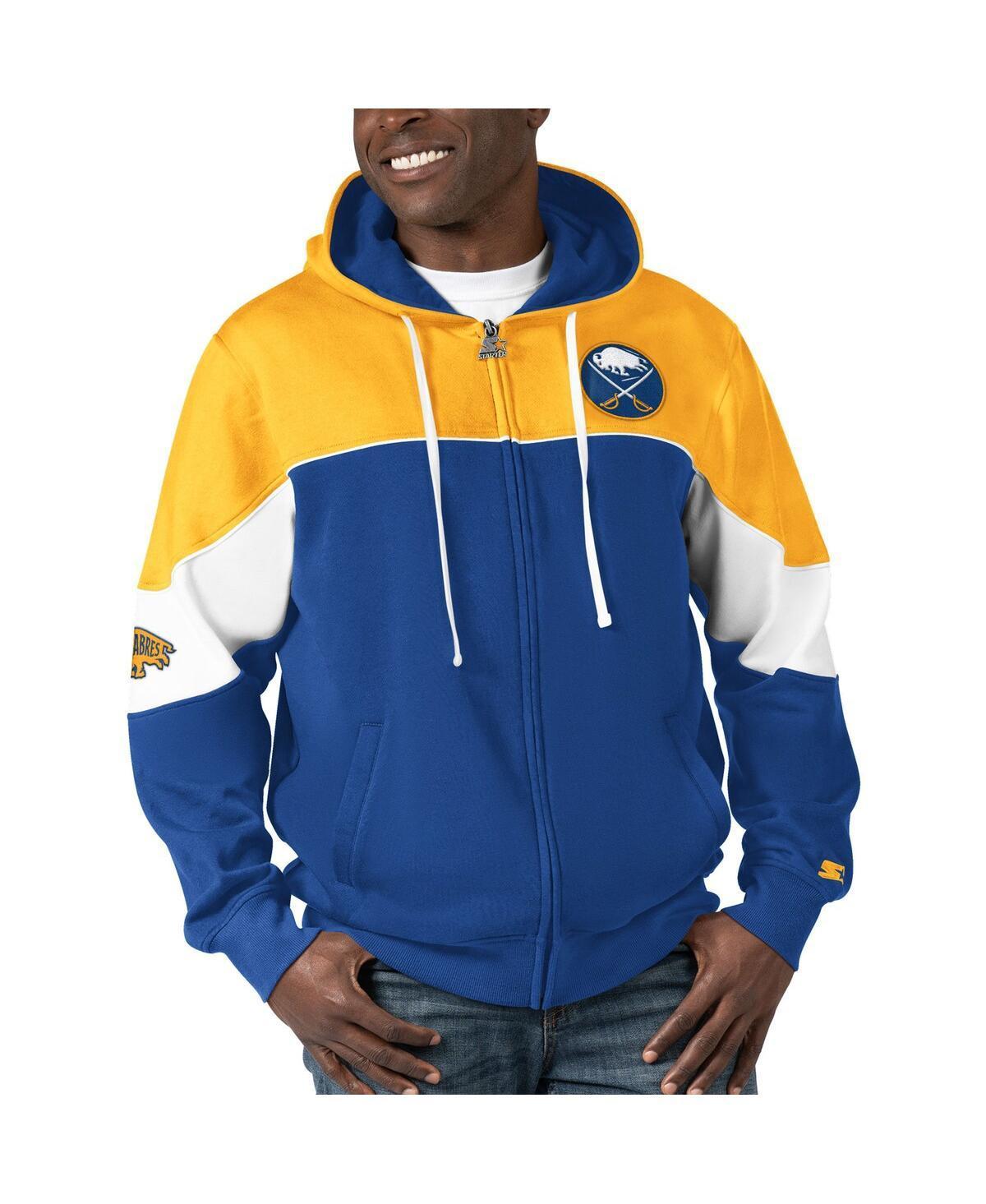 Mens Starter Royal/Gold Buffalo Sabres Power Forward Full-Zip Hoodie Product Image