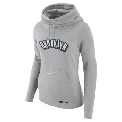 Brooklyn Nets Club City Edition Women's Nike NBA Fleece Funnel-Neck Hoodie Product Image