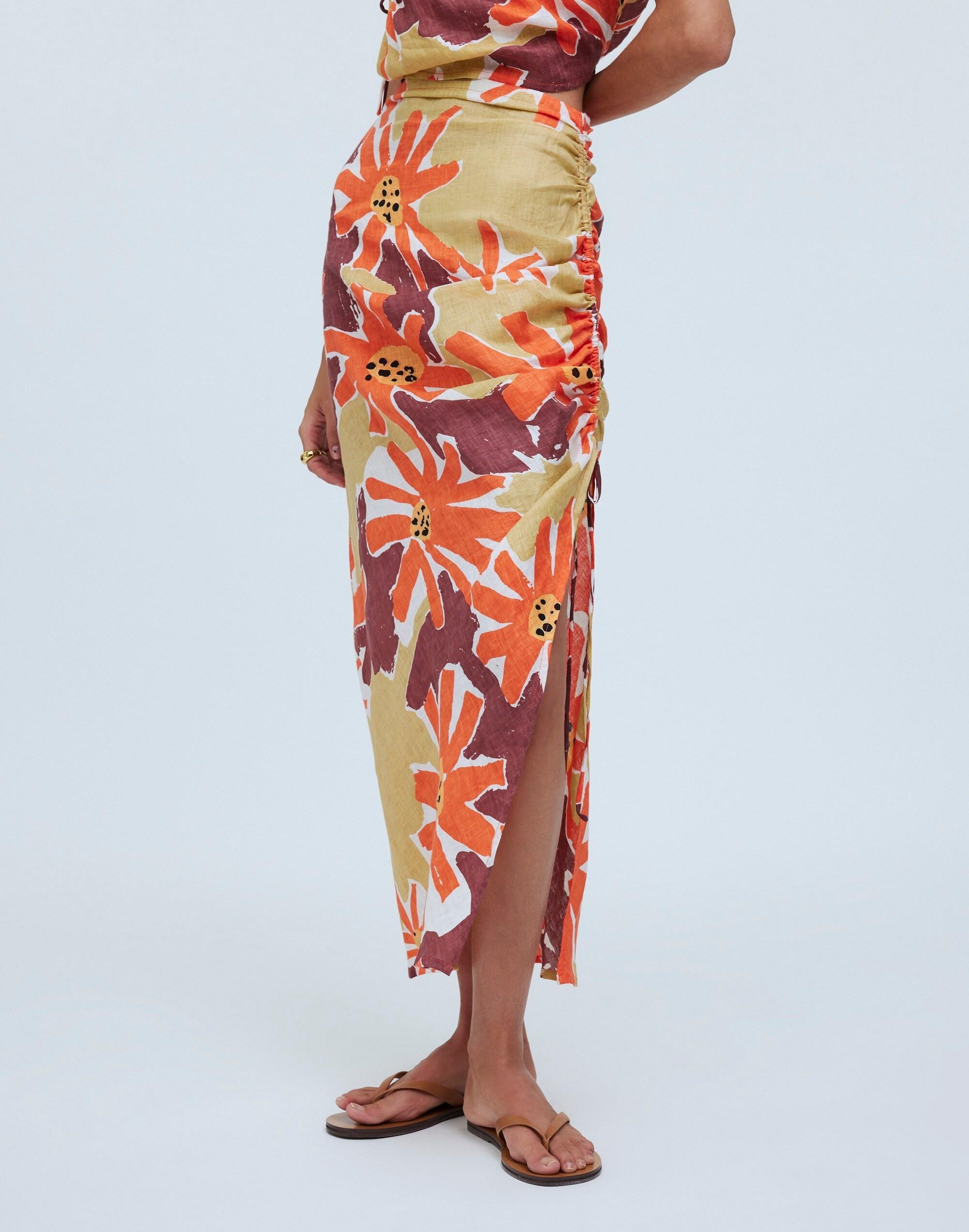 Zulu & Zephyr Wildflower Linen Midi Skirt Product Image