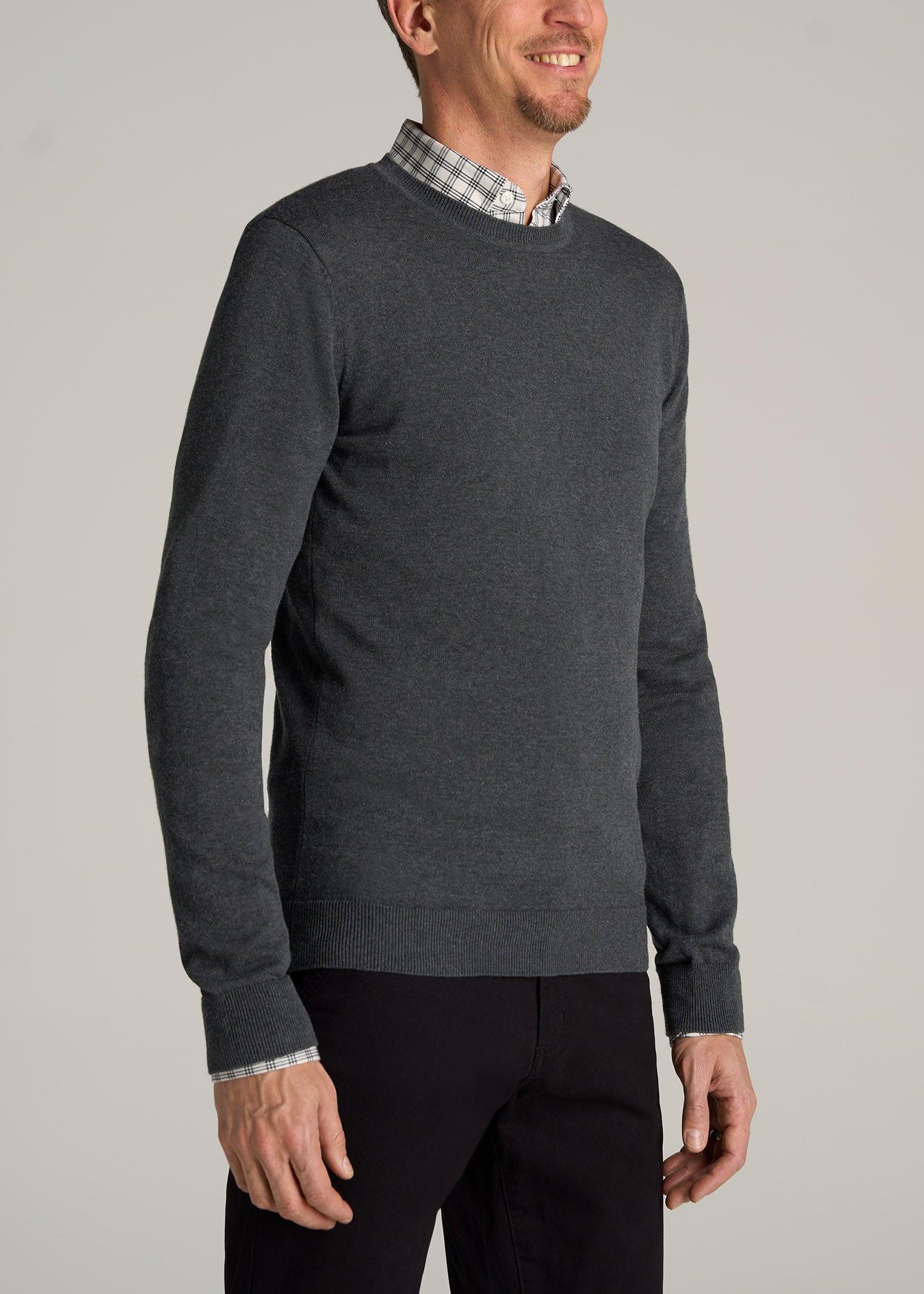 Everyday Crewneck Tall Men's Sweater in Charcoal Mix Male Product Image