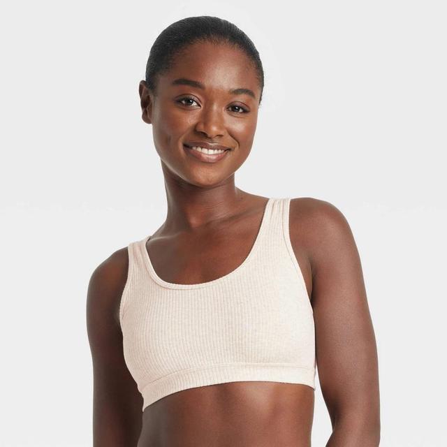 Womens Rib Knit Scoop Bralette - Auden Oatmeal XL Product Image