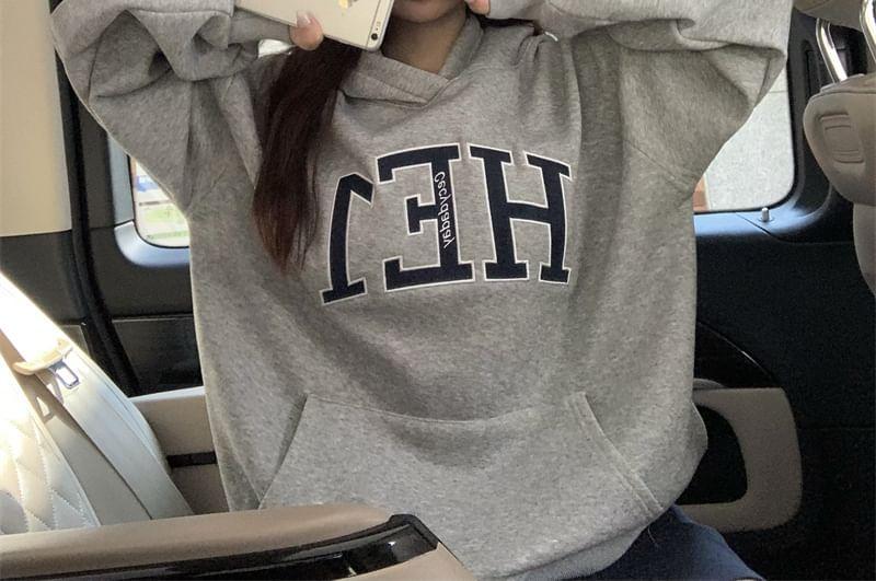 Fleece-Lined Oversized Embroidered Hoodie Product Image