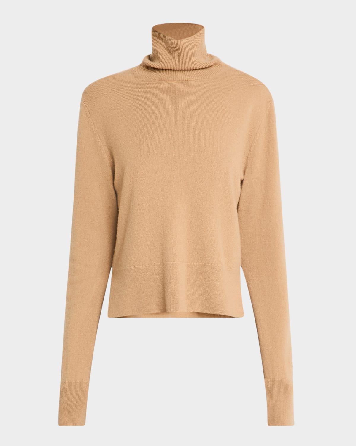 TOTÊME Turtleneck Cashmere Crop Sweater In Medium Brown Product Image