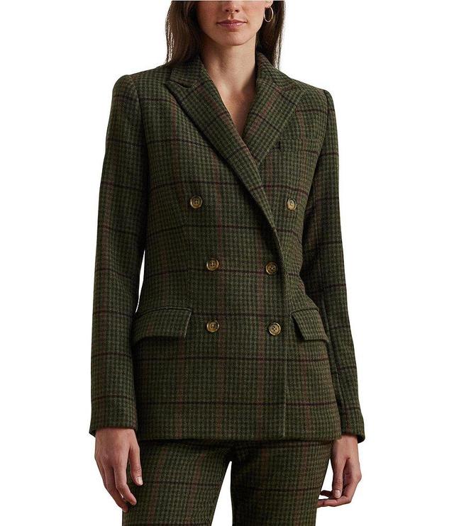 Lauren Ralph Lauren Ryen Double-Breasted Peak Lapel Pocket Checked Blazer Product Image