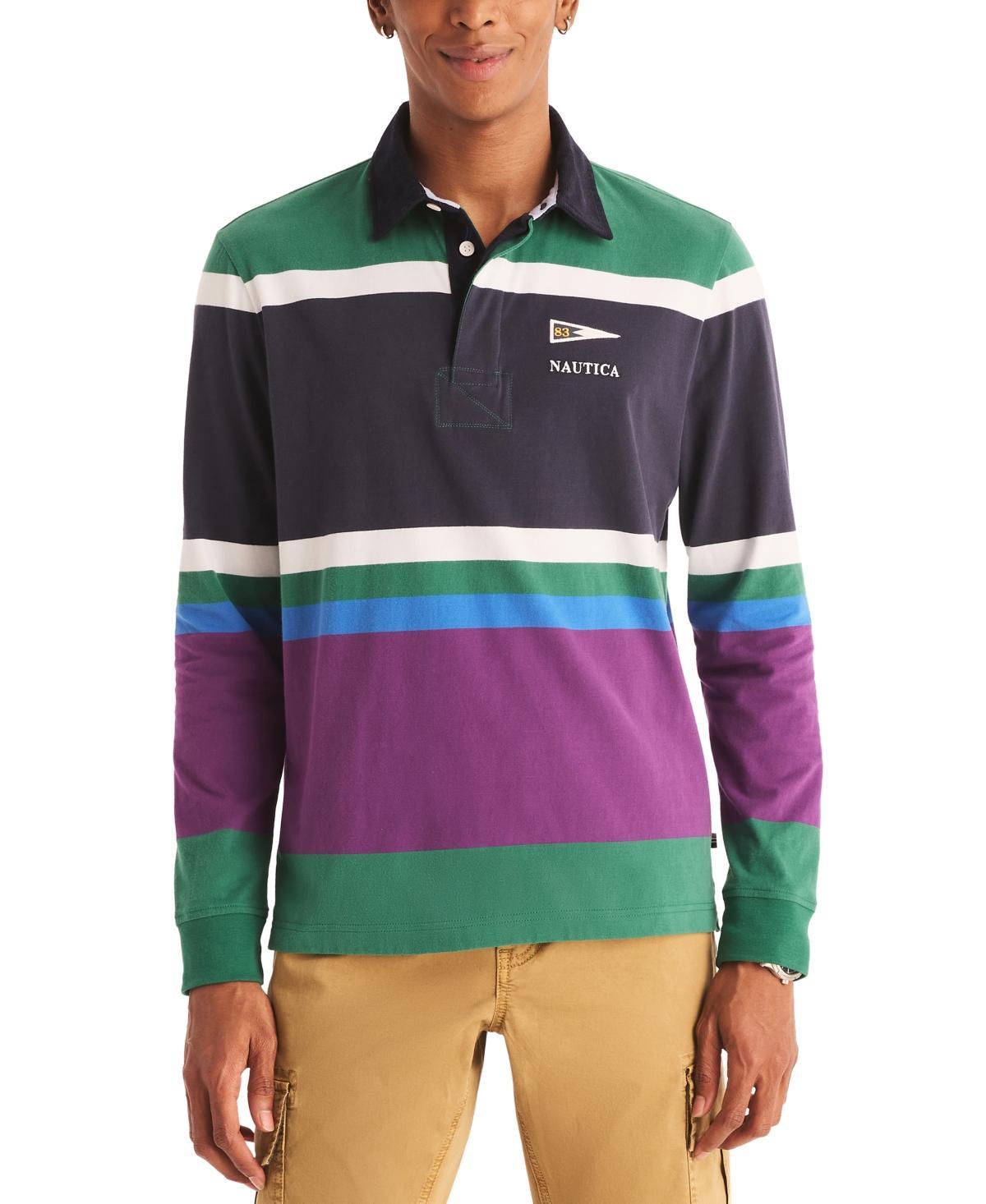 Nautica Mens Long Sleeve Colorblocked Rugby Shirt Product Image