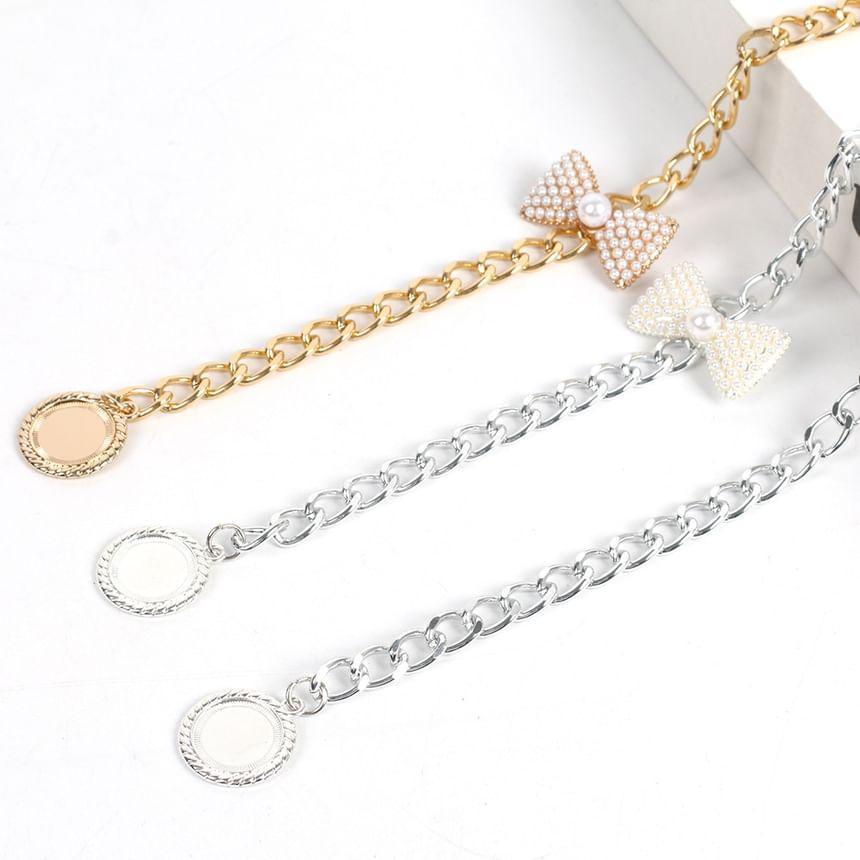 Bow Faux Pearl Alloy Waist Chain Product Image