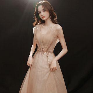 Sleeveless Sequin Mesh A-Line Evening Gown (Various Designs) Product Image