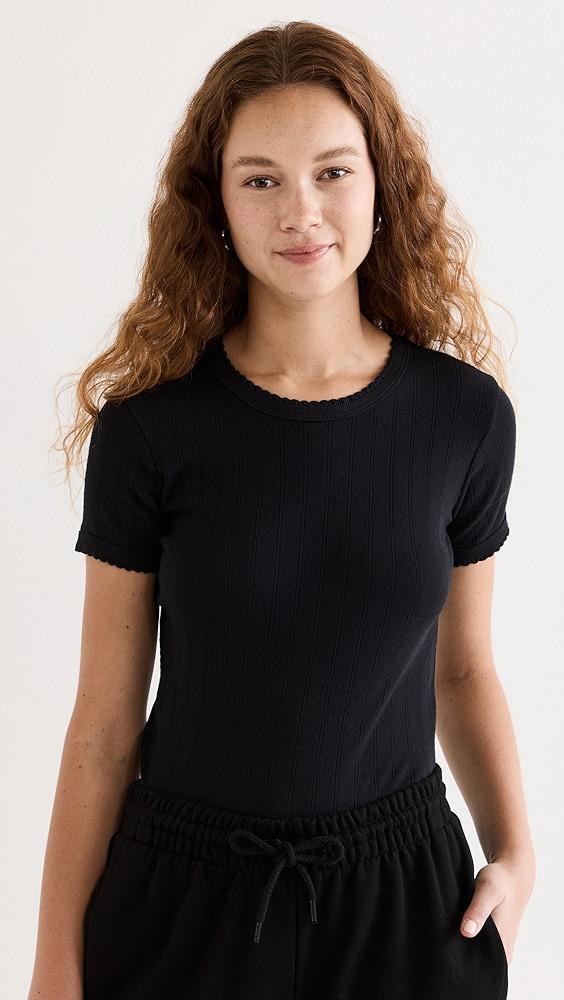 Leset Pointelle Short Sleeve Tee | Shopbop Product Image