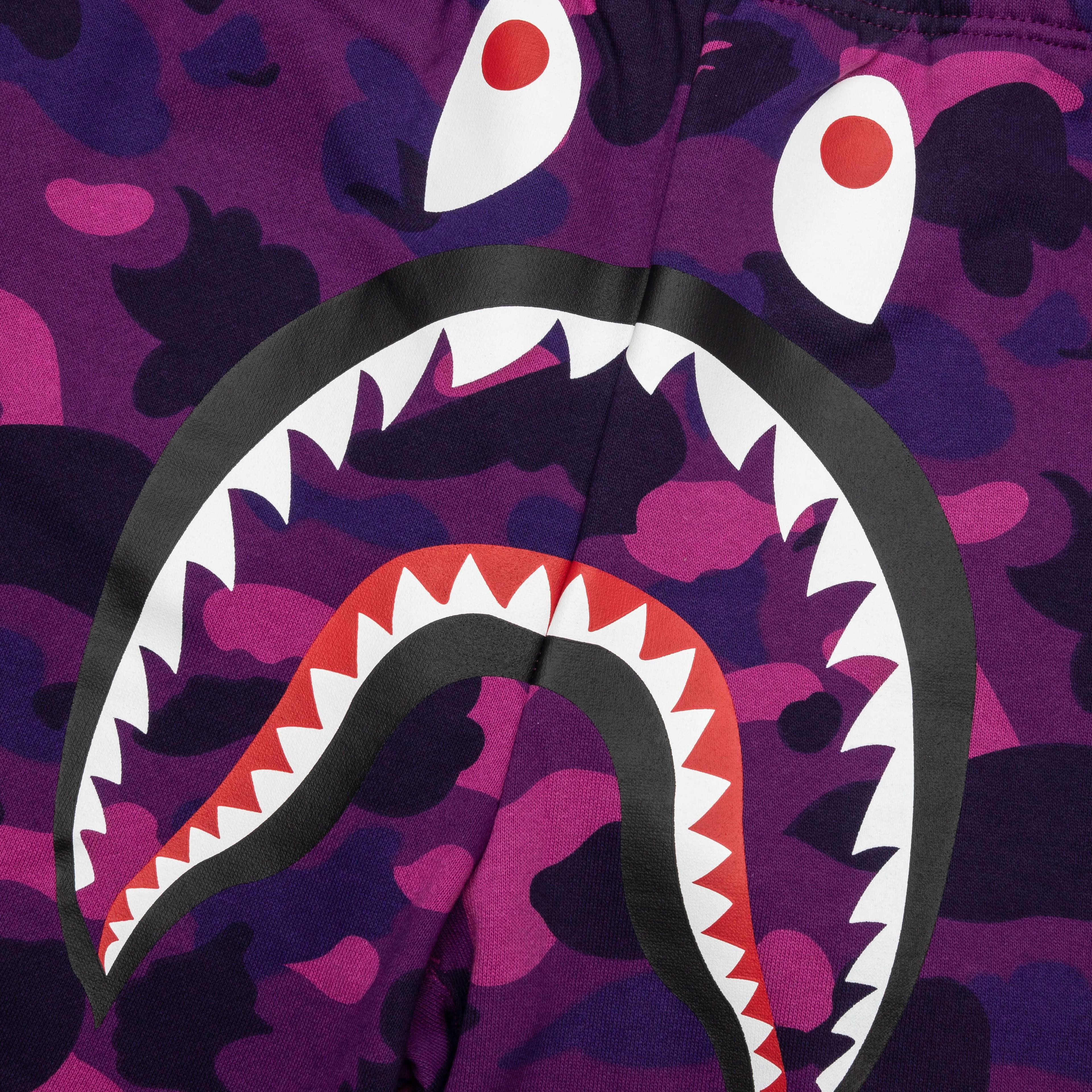 Color Camo Shark Sweat Shorts - Purple Male Product Image