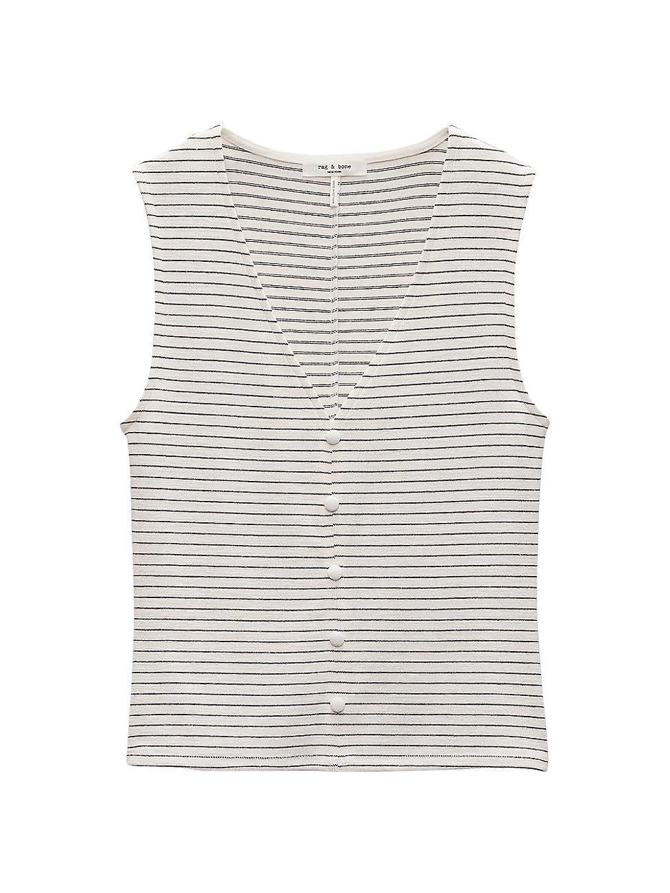 Womens Striped Buttoned Knit Tank product image