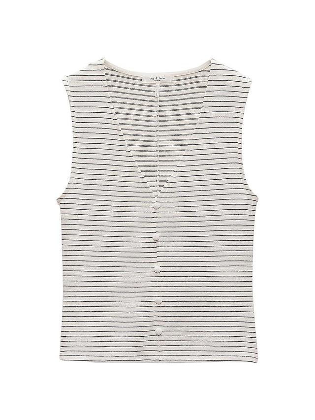 Womens Striped Buttoned Knit Tank Product Image