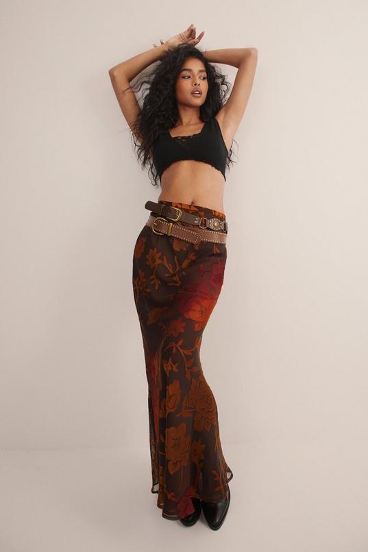 Burnout Bias Cut Maxi Skirt Product Image