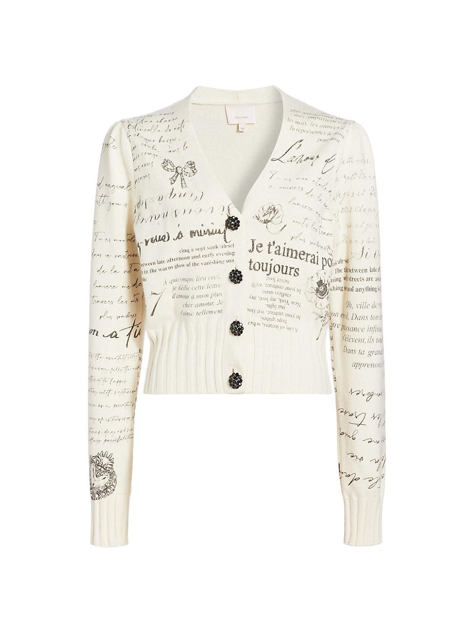 Womens Printed Love Notes Morgan Wool-Blend Cardigan product image