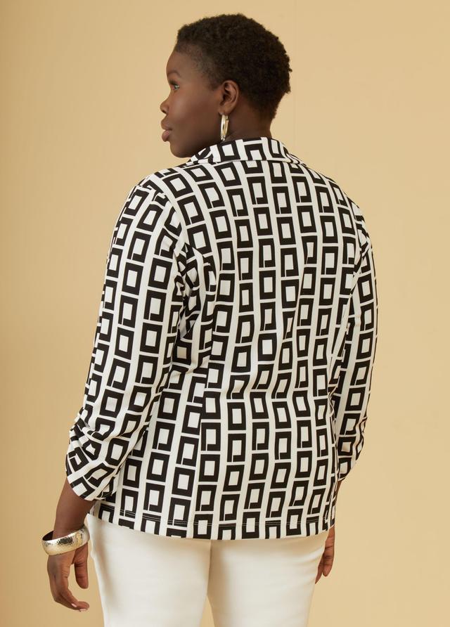 Square Print Ruched Blazer Product Image