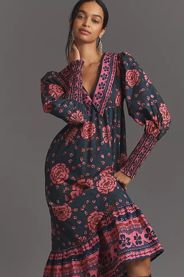 Farm Rio x Anthropologie Puff-Sleeve V-Neck Midi Dress Product Image