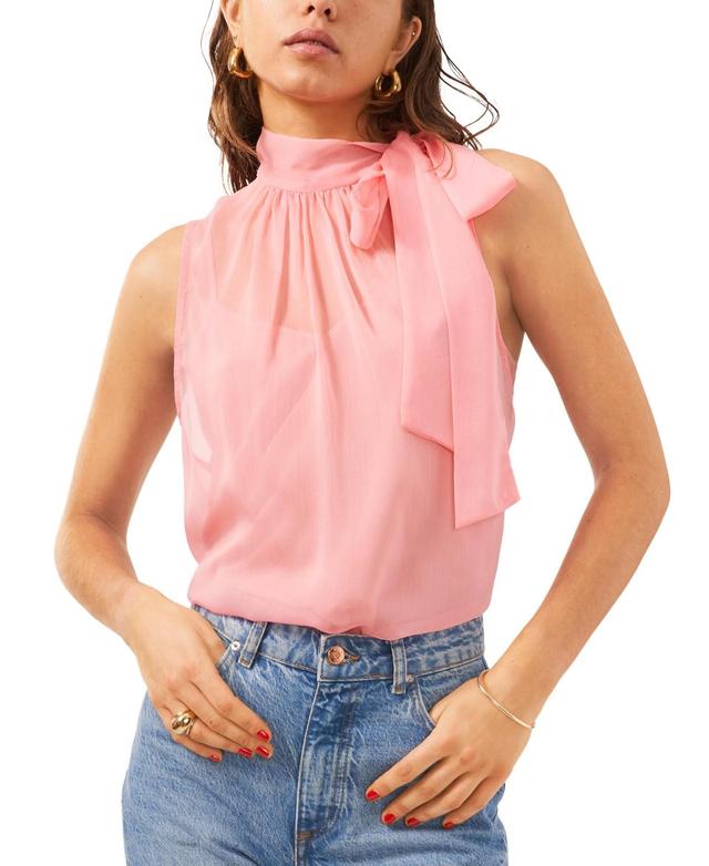 Women's Sleeveless Tie-Neck Halter Blouse  Product Image