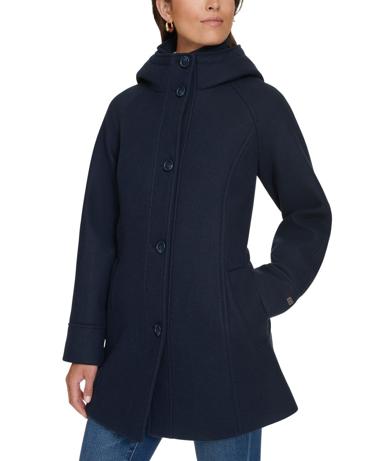 Tommy Hilfiger Womens Hooded Button-Front Coat, Created for Macys Product Image