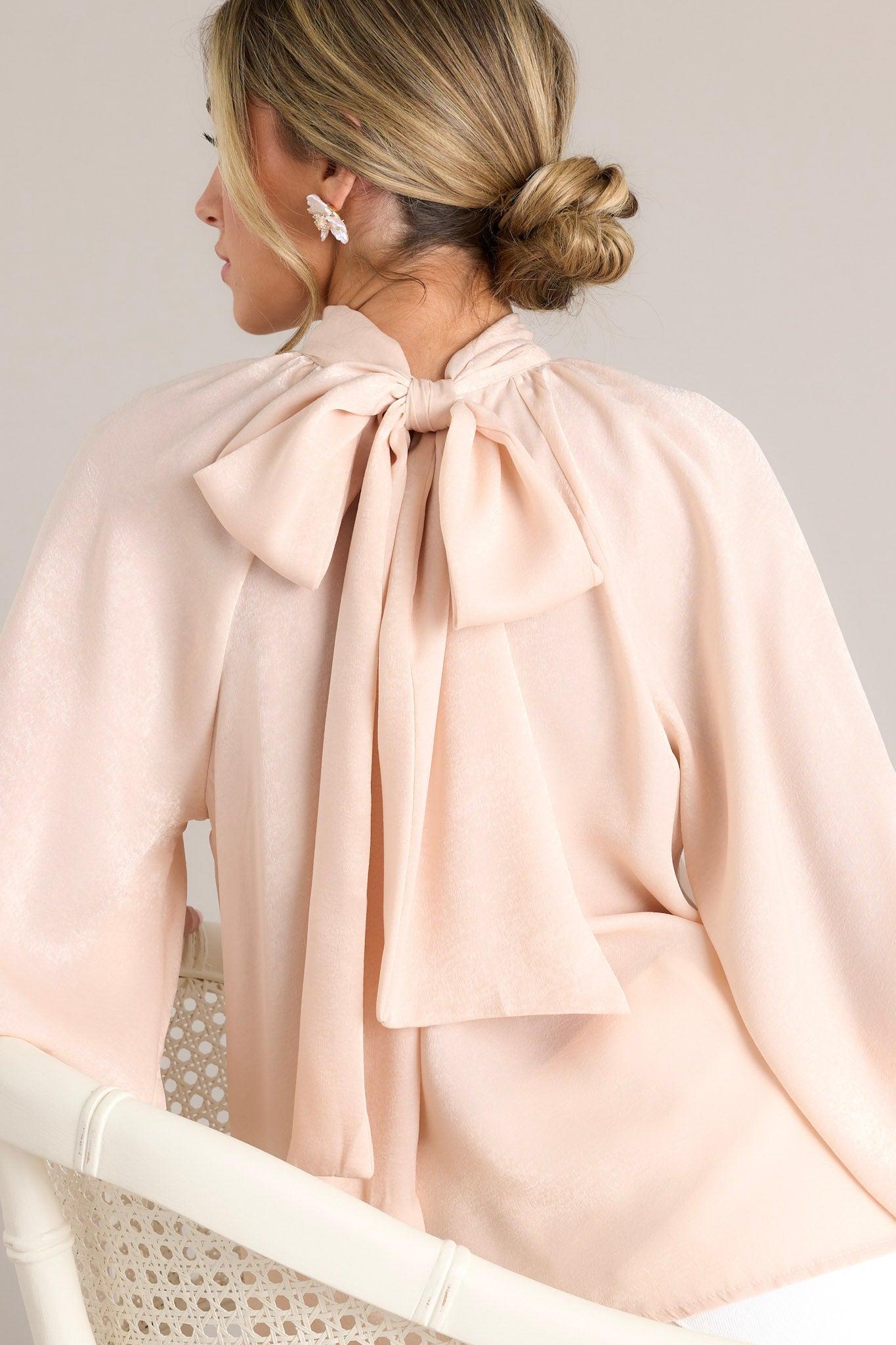 World Class Blush Pink Bow Tie Blouse Product Image