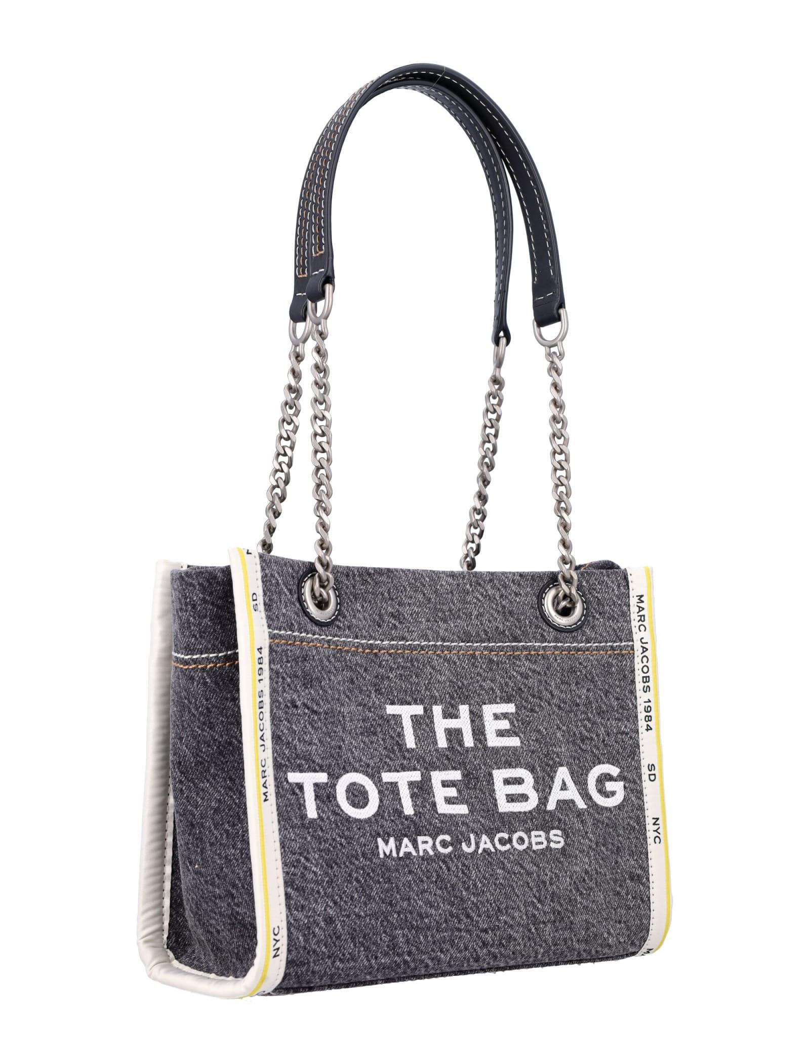 MARC JACOBS The Denim Chain Small Tote Bag In Grey Product Image