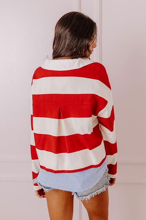 Stripe This Way Top In Red Product Image