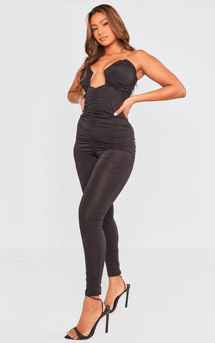 Black Ruched Cutout Jumpsuit Product Image