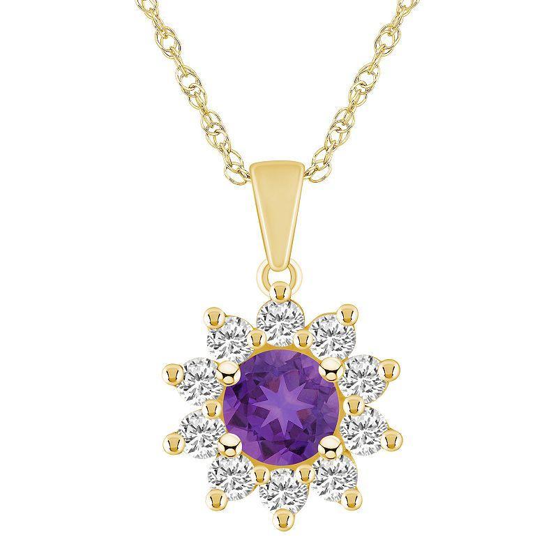 Alyson Layne 14k Gold Round Amethyst & 5/8 Carat T.W. Diamond Pendant Necklace, Womens Product Image