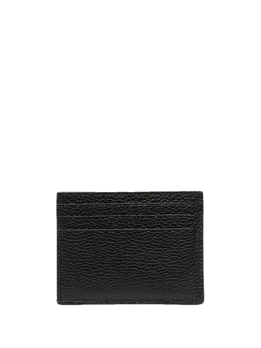 Logo-print Grained-leather Cardholder In Black Product Image