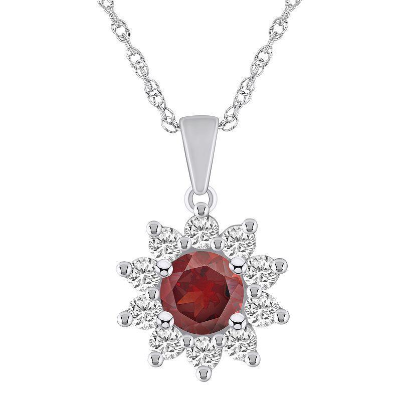 Alyson Layne 14k White Gold Round Garnet & 5/8 Carat T.W. Diamond Pendant Necklace, Womens Red Product Image