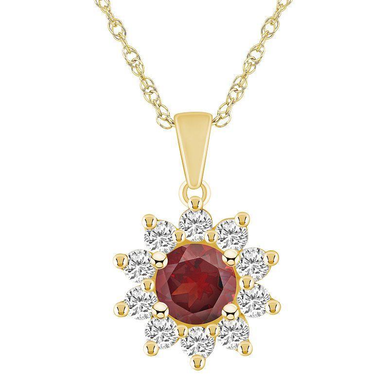 Alyson Layne 14k Gold Round Garnet & 5/8 Carat T.W. Diamond Pendant Necklace, Womens Product Image