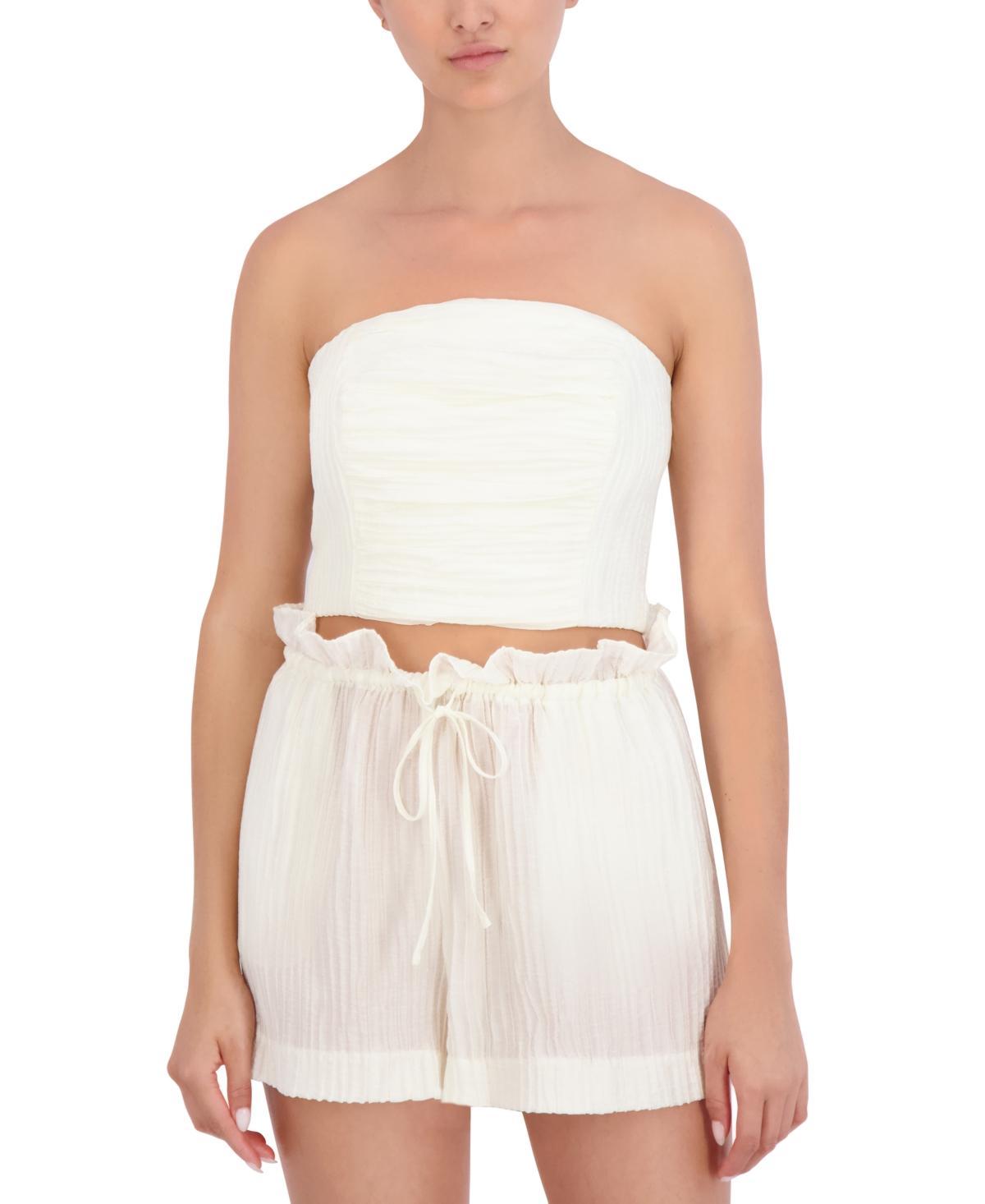 Bcbg New York Womens Plisse Strapless Smocked Back Crop Top Product Image