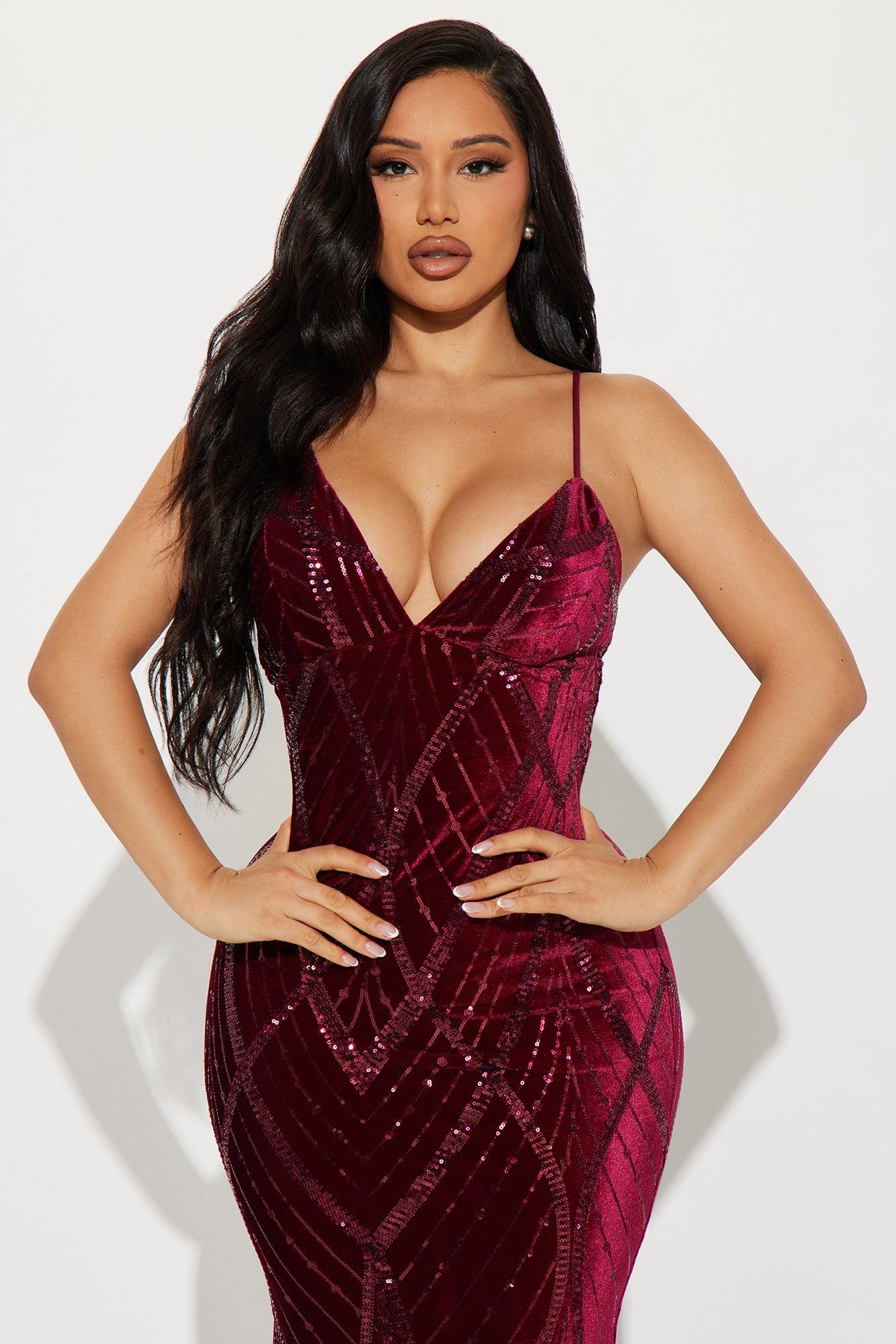 Aurora Velvet Sequin Gown - Wine Product Image