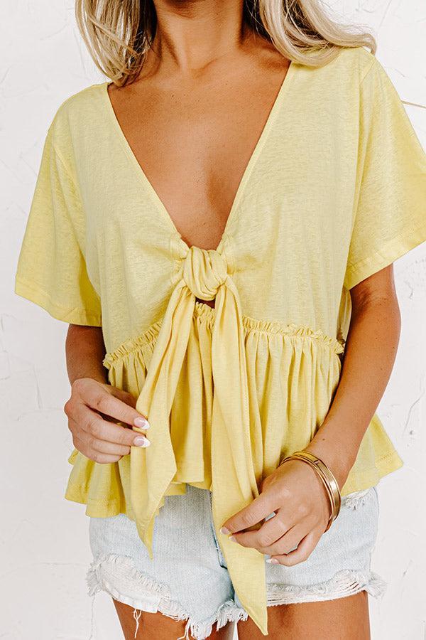 Sweet On Me Front Tie Top In Yellow Product Image