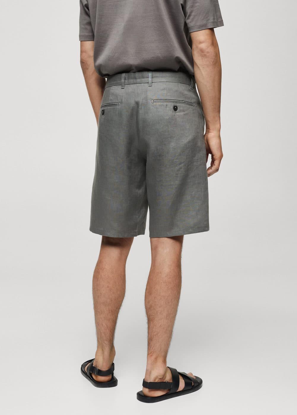 MANGO MAN - Slim fit 100% linen Bermuda shorts greyMen Product Image